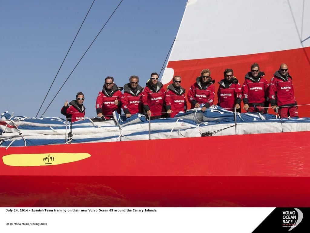 Spanish Team training on their new Volvo Ocean 65 around the Canary Islands. © Maria Muina/Sailingshots