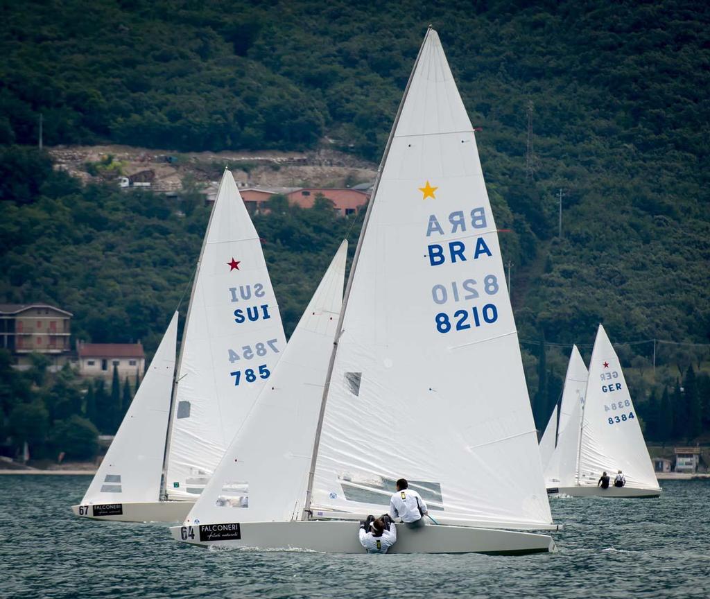 2014 Star Class World Championship - Vida Bandida Skipper: Torben Schmidt Grael; Bow n: 64; Bow n: 67; Crew: Guilherme de Almeida; Crew: Philipp Juchli; Malcesine; Sail n: BRA 8210; Sail n: SUI 7854; Skipper: Roman Juchli; photo copyright  Marc Rouiller / Star Sailors League taken at  and featuring the  class