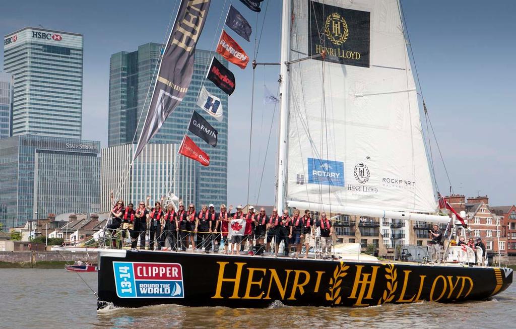 2013-14 Clipper Round the World Yacht Race - Team Henry Lloyd heading down the Thames. photo copyright  Matt Dickens, onEdition http://www.onedition.com/ taken at  and featuring the  class