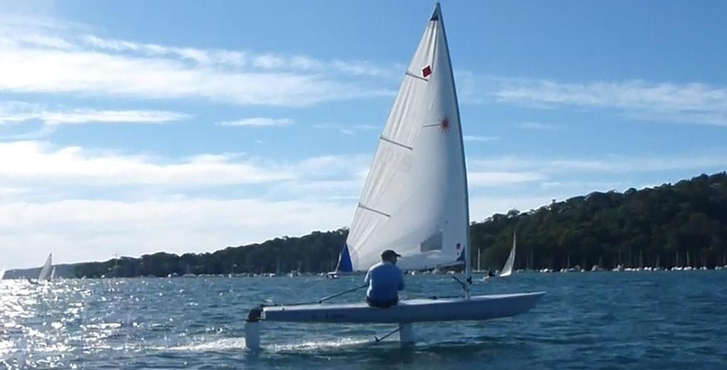 Ian Ward with Radial rig on Pittwater in Sydney.    © Ian Ward