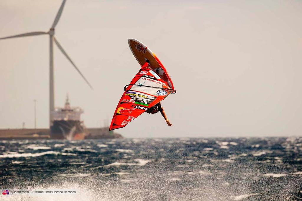 Koester One legged - 2014 PWA Pozo World Cup / Gran Canaria Wind and Waves Festival photo copyright  Carter/pwaworldtour.com http://www.pwaworldtour.com/ taken at  and featuring the  class