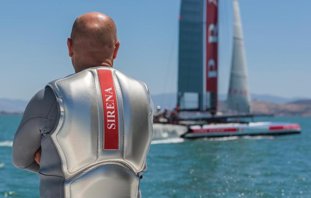 Skipper Max Sirena watches Team Luna Rossa AC45 training in Cagliari, Italy © Carlo Borlenghi/Luna Rossa http://www.lunarossachallenge.com