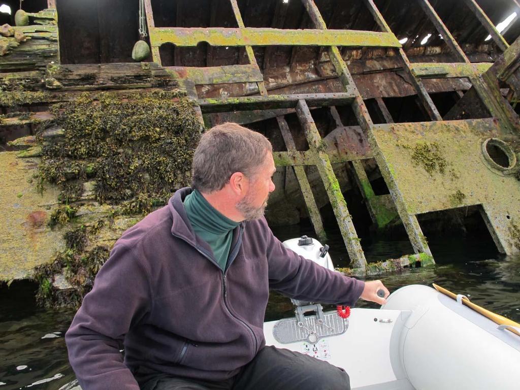 Paul and WWII block ships in Weddel Sound © Paul and Sheryl Shard http://www.distantshores.ca/