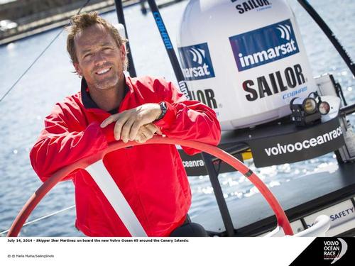 Skipper Iker Martinez on board the new Volvo Ocean 65 around the Canary Islands. © Maria Muina/Sailingshots