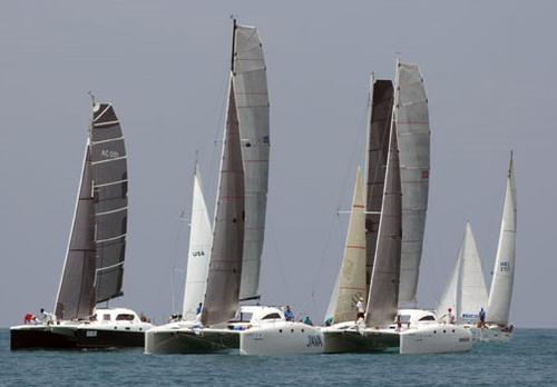 Some close racing action in the Multihull Racing class - Cape Panwa Hotel Phuket Race Week 2014. © MarineScene.asia