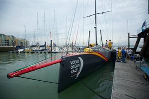 ADOR shore crew watch carefully as Azzam eases into her berth - Abu Dhabi Ocean Racing - Trans Atlantic Return crossing July 2014 photo copyright Abu Dhabi Ocean Racing (ADOR)  taken at  and featuring the  class