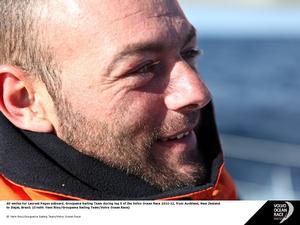 All smiles for Laurent Pages onboard, Groupama Sailing Team during leg five of the Volvo Ocean Race 2011-12, from Auckland, New Zealand to Itajai, Brazil. - Volvo Ocean Race 2014-15 photo copyright Yann Riou/Groupama Sailing Team /Volvo Ocean Race http://www.cammas-groupama.com/ taken at  and featuring the  class