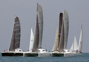 Some close racing action in the Multihull Racing class.  - Cape Panwa Hotel Phuket Race Week 2014 photo copyright MarineScene.asia taken at  and featuring the  class