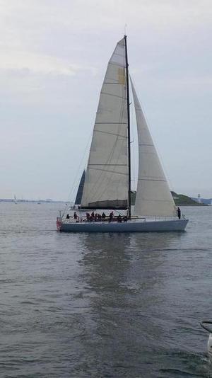 ``Spirit of Adventure`` getting into position at the start line in Halifax harbour. - Route Halifax Saint-Pierre photo copyright Kathy Large taken at  and featuring the  class