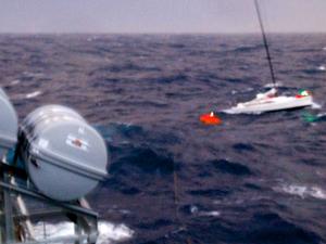 Liferaft under tow -- yacht abandoned photo copyright New Zealand Defence Force taken at  and featuring the  class