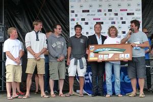 Half Ton Classics Cup 2014 - Francis Marshall (r) and his crew of Concorde with the Half Ton Spirit Trophy. photo copyright Fiona Brown http://www.fionabrown.com taken at  and featuring the  class