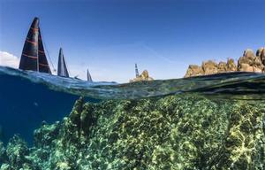 Striking view of the Maxi fleet and the azure waters of the Costa Smeralda - Maxi Yacht Rolex Cup photo copyright  Rolex / Carlo Borlenghi http://www.carloborlenghi.net taken at  and featuring the  class