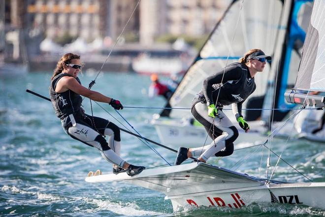 Meech and Maloney - 49er FX - NZL Sailing Team - Day 5, ISAF Sailing World - Santander © Yachting NZ/Sailing Energy http://www.sailingenergy.com/