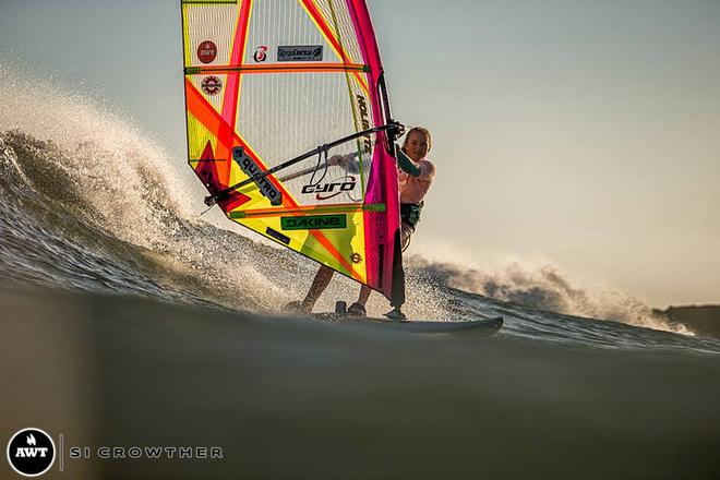 Fiona Wylde winning in Baja.  © Si Crowther / AWT http://americanwindsurfingtour.com/