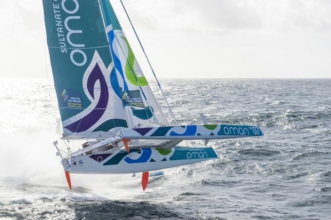 Sidney Gavignet (FRA) onboard the Oman sail MOD70 trimaran 