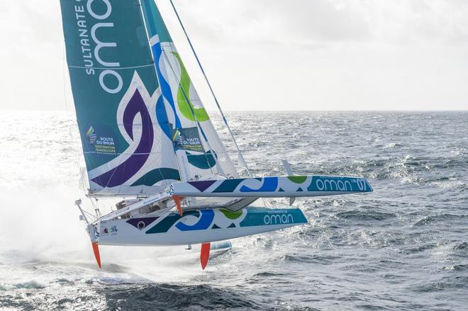 Sidney Gavignet (FRA) onboard the Oman sail MOD70 trimaran 