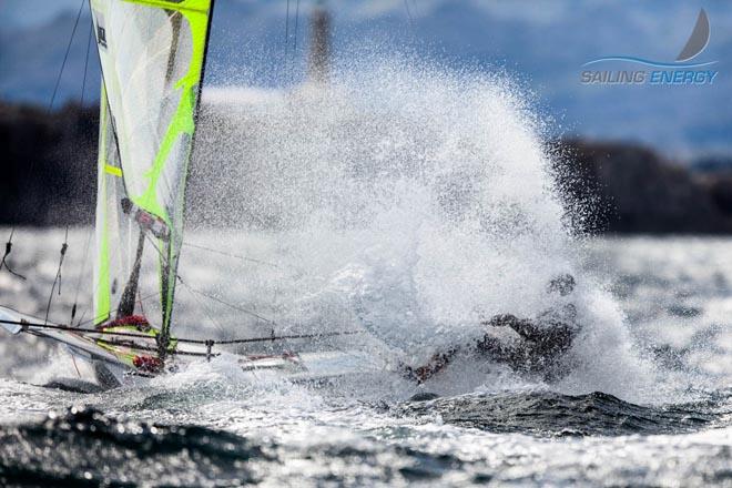 Burling and Tuke in the spray. © Barbara Sanchez/Sailing Energy http://www.sailingenergy.com/