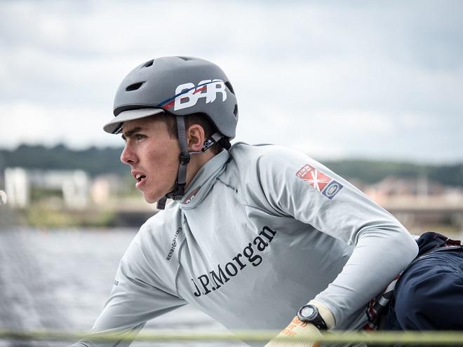 Extreme Sailing Series 2014 Act five - Day three. Newcomer - Fifth man Bleddyn Mon in action on Day three © Lloyd Images