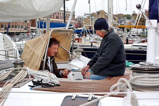 Pierre Guillaume (right), owner/skipper of Kris, confers with crew Philippe Bodart. © OPO http://www.sailopo.com/