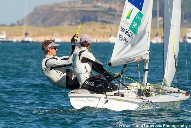 2014 ISAF Sailing World Championships, Santander - Mat Belcher and Will Ryan, 470 Men's medal race © Thom Touw http://www.thomtouw.com