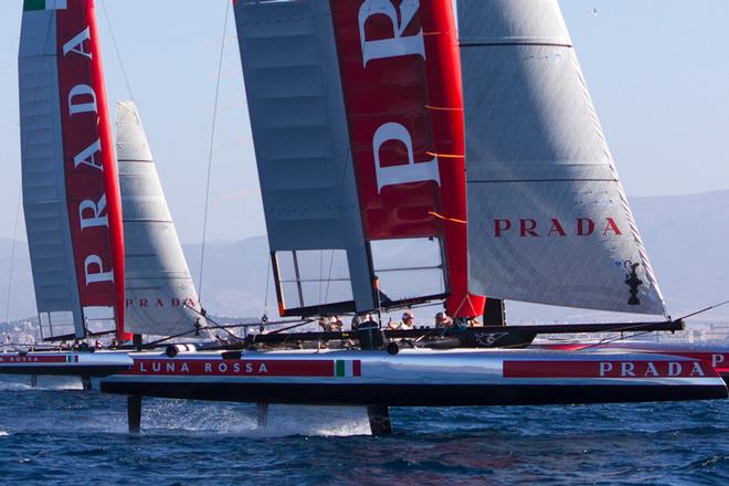 Foiling AC45 one designs - Luna Rossa Swordfish and Luna Rossa Piranha training in Cagliari over 12 months ago in September 2014 © Guilain Grenier