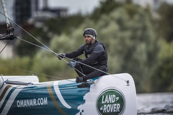 The Extreme Sailing 2014, Act five, Cardiff, Wales. Oman Air Bowman Musab Al Hadi (OMA)  © Lloyd Images