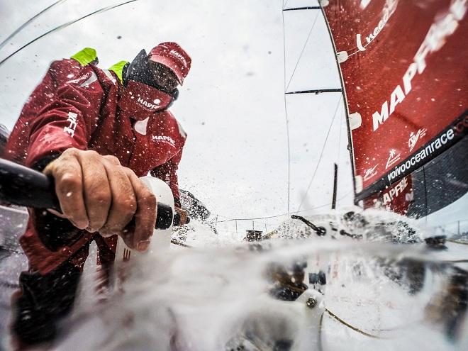 November 2, 2014. Leg one onboard Mapfre. Spray over Xabi Fernandez - Volvo Ocean Race 2014-15 &copy; Francisco Vignale/Mapfre/Volvo Ocean Race