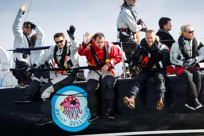 The crew of Relentless on Jellyfish at the start of the Sevenstar Round Britain and Ireland Race - Sevenstar Round Britain and Ireland Race 2014 ©  Paul Wyeth / RORC