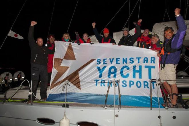 Peter Hopps and crew on Hanse 531, Saga celebrate winning IRC One in the Sevenstar Round Britain and Ireland Race  - Sevenstar Round Britain and Ireland Race 2014 © Patrick Eden/RORC