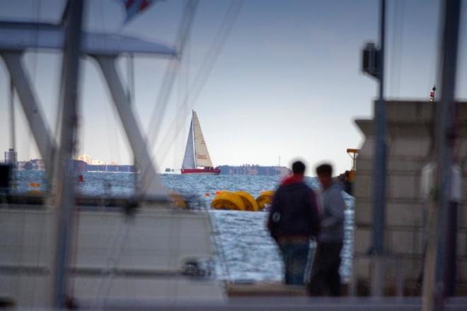 Haspa Hamburg, JV52 makes her way to the finish line off the Royal Yacht Squadron in Cowes, UK - Sevenstar Round Britain and Ireland Race 2014 © Patrick Eden/RORC