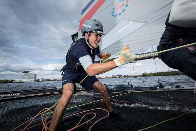 Bleddyn Mon onboard JP Morgan BAR © Lloyd Images/Extreme Sailing Series