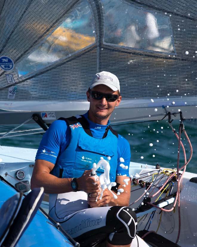 2014 ISAF Sailing World Championships, Santander - Champagne time for Giles Scott ©  Rachel Jaspersen / Ocean Images