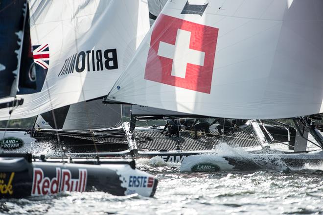 Day one of the Cardiff Extreme Sailing Series Regatta. 22/8/2014 © Chris Cameron/ETNZ http://www.chriscameron.co.nz