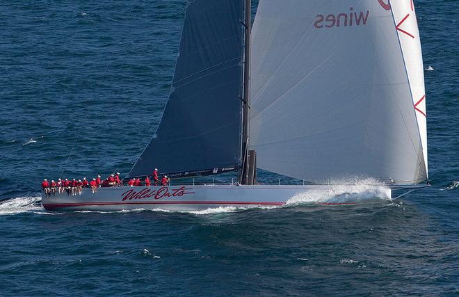 Wild Oats XI sailing through the Heads and leading the fleet home © Crosbie Lorimer http://www.crosbielorimer.com