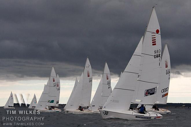 Sonars with dark sky - 2014 IFDS World Championship © Tim Wilkes