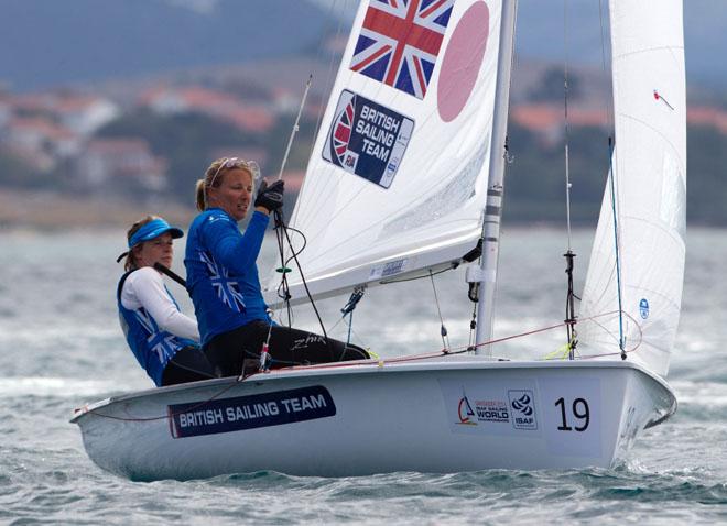 2014 ISAF Sailing World Championships, Santander - Hannah Mills and Saskia Clark, 470 Women's medal race © Ocean Images/British Sailing Team