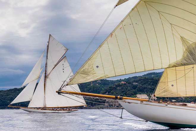 MARISKA, Sail n: D1, Owner: Christian Niels, Boat Type: 15 Metre; HISPANIA, Sail n: ESP1, Owner: Fundacion Isla Ebusitana, Boat Type: 15 Metre - Portofino Rolex Trophy 2014 Day 1 ©  Rolex / Carlo Borlenghi http://www.carloborlenghi.net