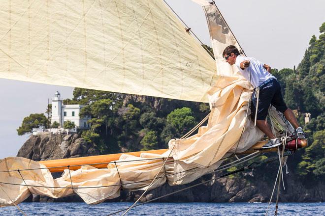 Andrea Caracci  on board TUIGA, Sail n: D3, Owner: Yacht Club de Monaco, Boat Type: 15 Metre - 2014 Portofino Rolex Trophy - Day 2 ©  Rolex / Carlo Borlenghi http://www.carloborlenghi.net