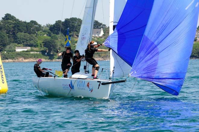 Swedish World Champion Anna Kjellberg leads the Women's Match Race Golfe du Morbihan in Vannes, the second stage of the 2014 WIM Series, with a 7-1 score. © Francois Berland