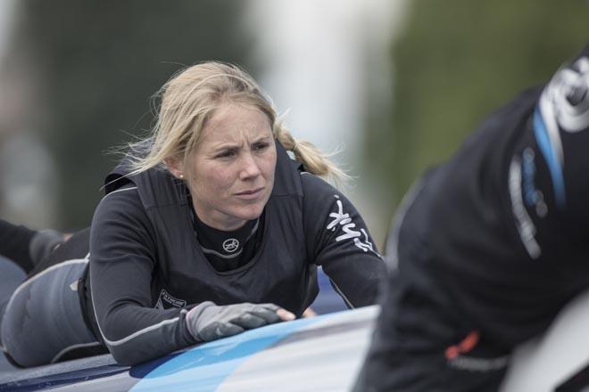 Extreme Sailing Series 2014, Act 4 - St Petersburg. The Wave, Muscat tactician Sarah Ayton (GBR) © Lloyd Images