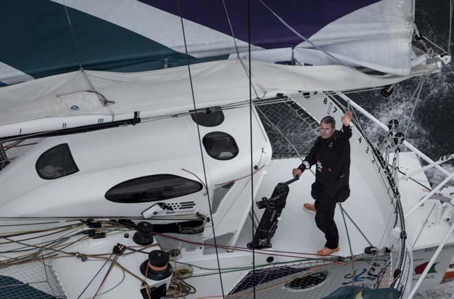 2014 Route du Rhum - Sidney Gavignet onboard the Oman Musandam MOD70 © Lloyd Images