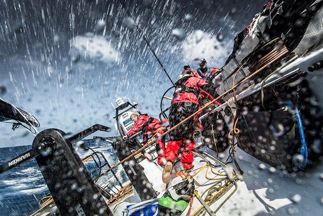 Chris Nicholson drives Team Vestas wind during two sail reach testing. © Brian Carlin - Team Vestas Wind