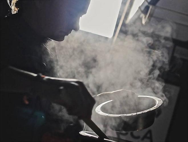 Preparing food onboard Team SCA - 2014-15 Volvo Ocean Race © Team SCA