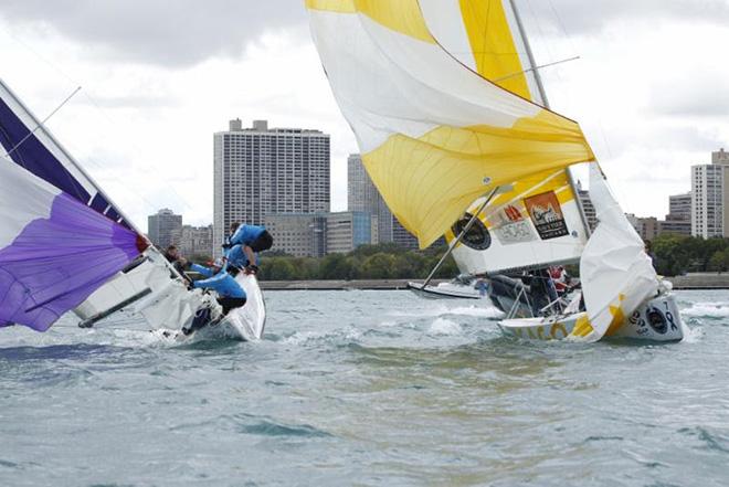 Williams and Canfield tangle in Finals luffing match © Ian Roman / WMRT