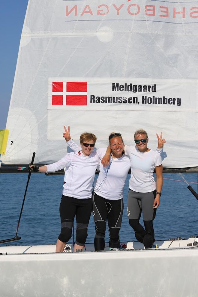Lotte Meldgaard Pedersen, Josefine Boel Rasmussen and Malin Holmberg, winners of the Buddy Melges Challenge, the fourth and penultimate stage of the 2014 WIM Series. © Isao Toyama