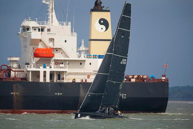 A busy Solent as Varuna comes up to the finish in Cowes. © Patrick Eden/RORC