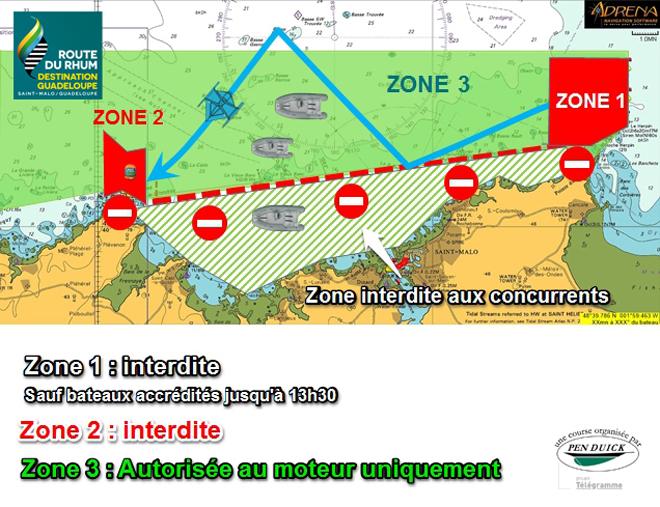 Zones de restriction - Depart Route du Rhum Destination Guadeloupe 2014 © Pen Duick http://www.lasolitaire.com