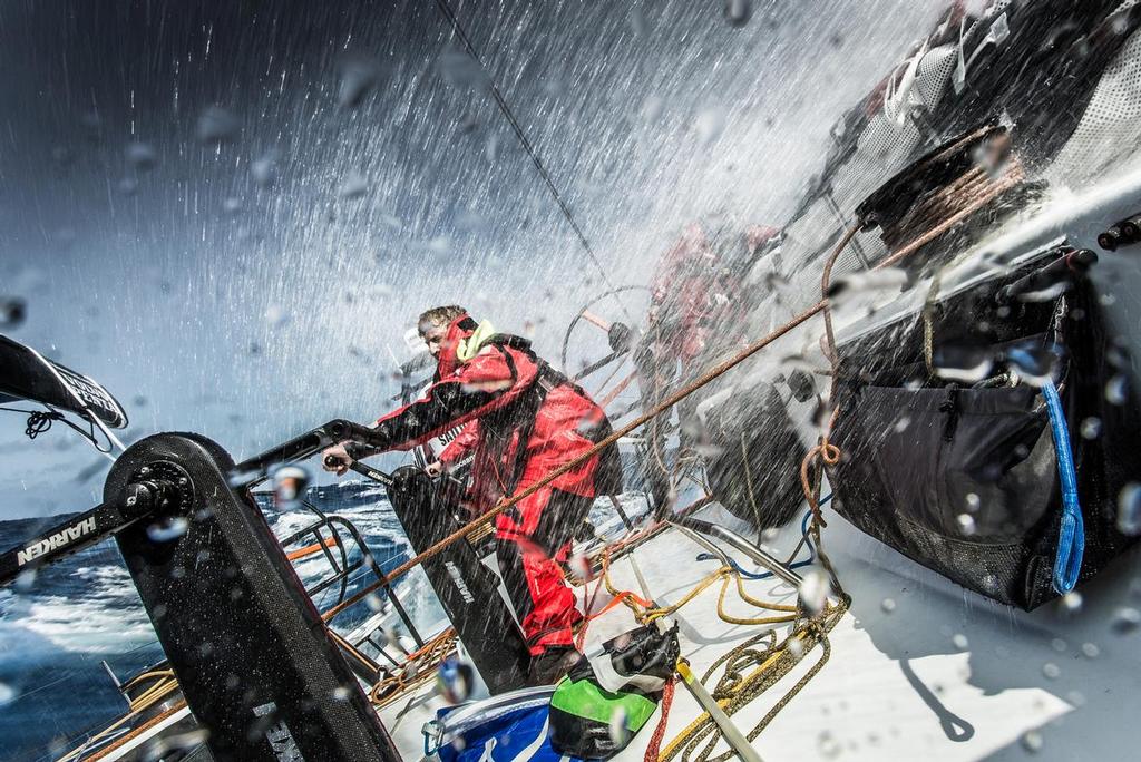 September 2, 2014. 25kts of pure thrill seeking in the Bay of Biscay. Team Vesta Wind is the 7th boat and final boat to enter the Volvo Ocean Race 2014-15. photo copyright Brian Carlin - Team Vestas Wind taken at  and featuring the  class