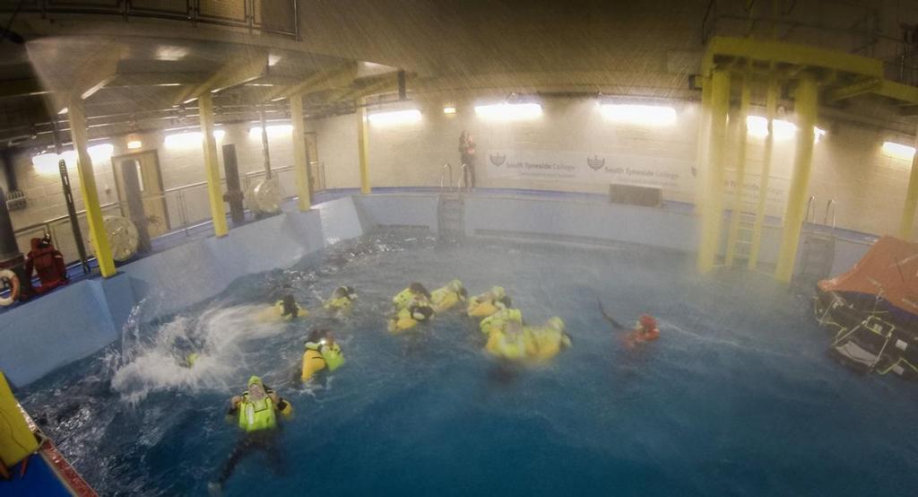 Volvo crews doing a safety check in a pool - Team Vestas Wind - 2014-15 Volvo Ocean Race © Team Vestas Wind