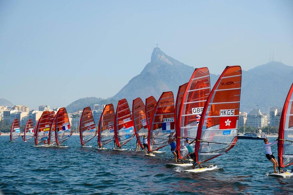 RS:X Womens start - Acquese Rio Test Events - Day 1 photo copyright Rio 2016 http://www.rio2016.com/ taken at  and featuring the  class